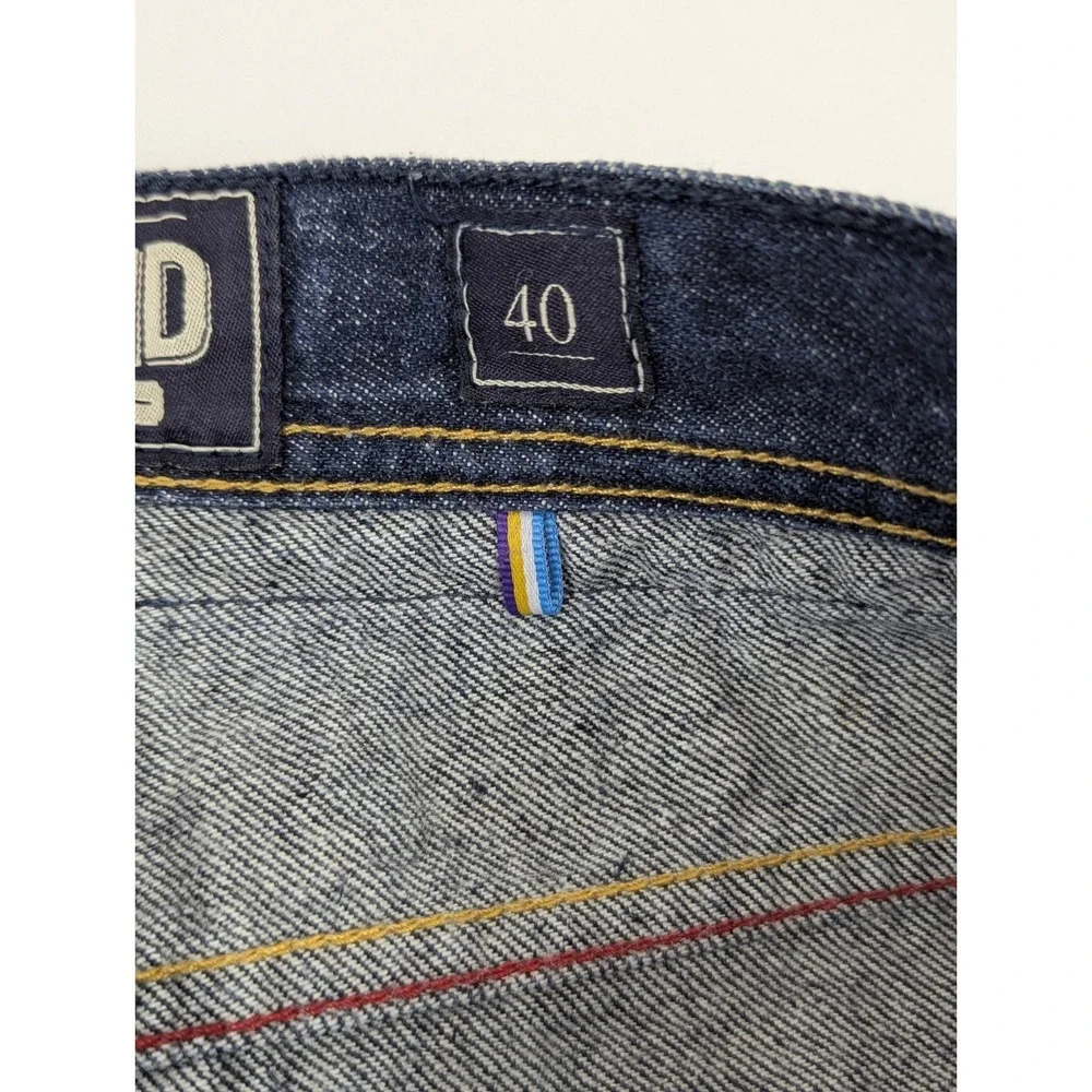 Akoo Jeans Selvedge Denim Dark Mens‎ 40x30 Blue Wide Embroidered Western - Picture 6 of 12